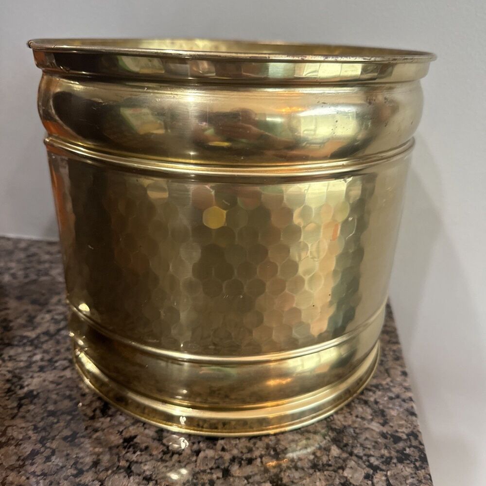 Vintage Wildwood Industries Hammered Brass 10” Planter